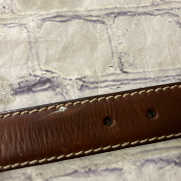 LAUREN RALPH LAUREN MENS BROWN LEATHER VINTAGE RUSTIC WITH STITCHING BELT 44 - Picture 6 of 13